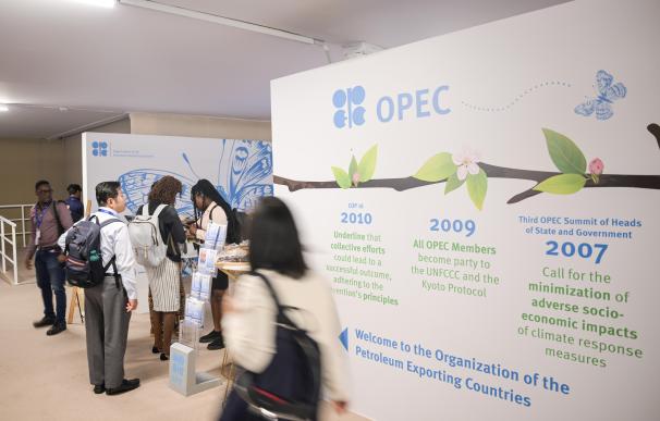 Estand del cartel de productores de petróleo OPEP en la COP28.