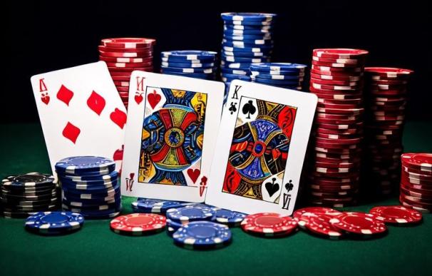 Cartas y fichas del juego del póquer