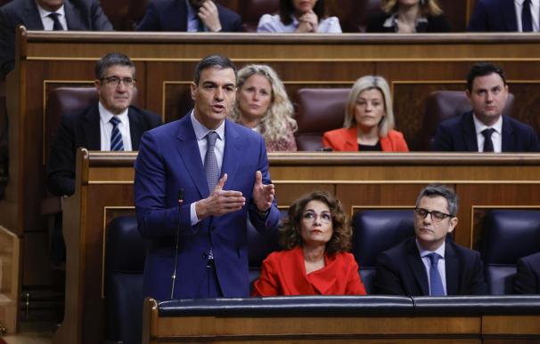 El presidente del Gobierno, Pedro Sánchez, en la sesión de control