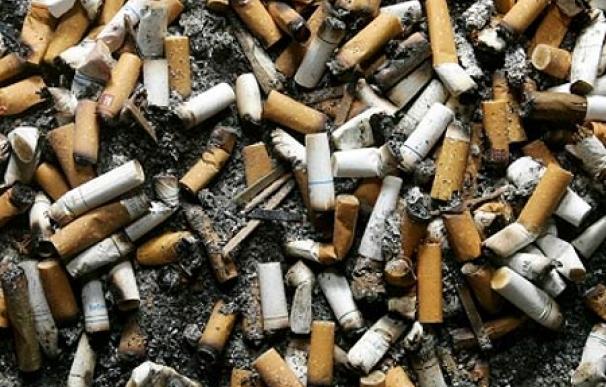 Las colillas de cigarrillos se acumulan en el cenicero de un edificio de oficinas de Montreal (Canadá)