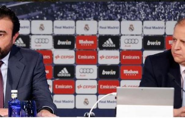 José Ángel Sánchez, director general del Real Madrid, y el director de los servicios jurídicos, Javier López Farré,