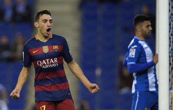 Barcelona's forward Munir El Haddadi celebrates af