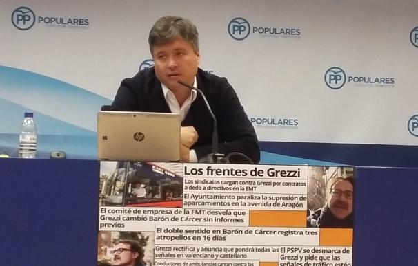 El PP pide el cese de Grezzi por una "pésima gestión" en movilidad que "perjudica a los valencianos"