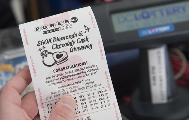 A Powerball lottery ticket is seen at a liquor sto