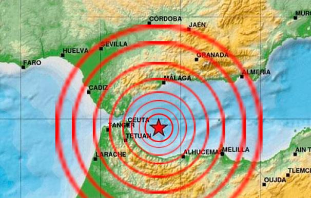 Mapa del terremoto en Melilla y sur de España