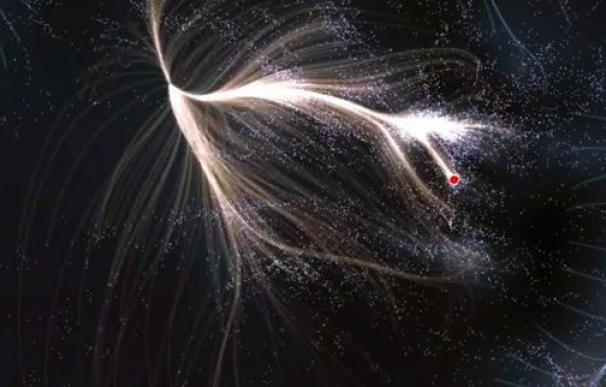 Captura del vídeo que muestra la posición de la Vía Láctea respecto a Lanikea