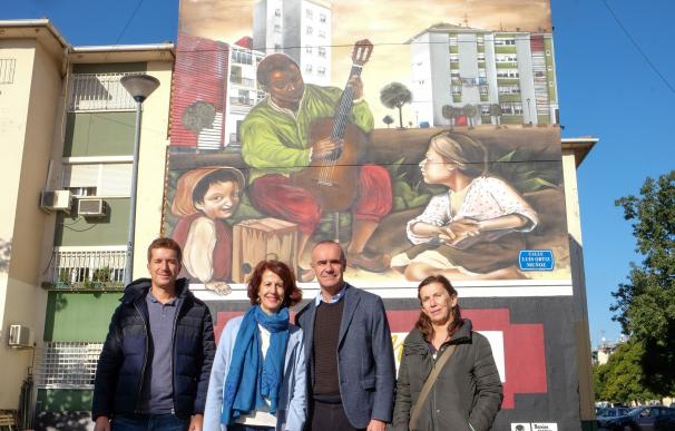 El Ayuntamiento inaugura un grafiti basado en Murillo en el Polígono Sur