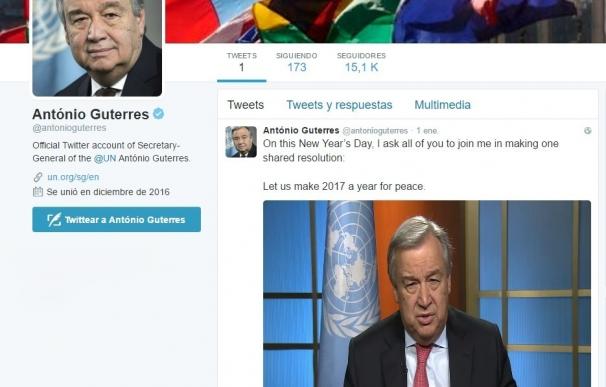 El nuevo secretario general de la ONU, António Guterres, inaugura su cuenta en Twitter