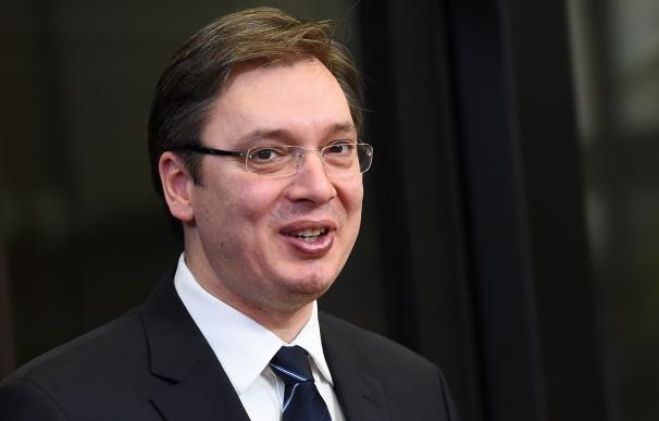 Serbia's Prime Minister Aleksandar Vucic arrives f