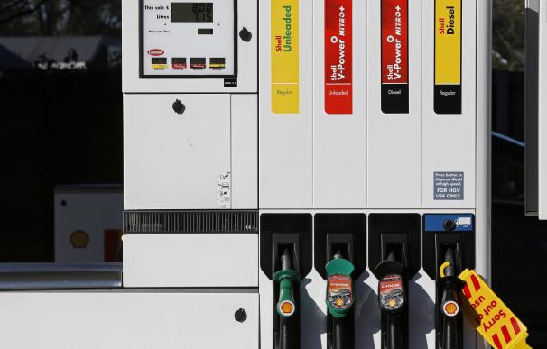 Petrol and diesel pumps are pictured outside a Roy
