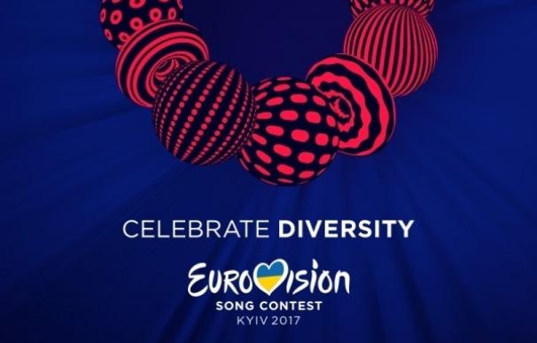 Un collar tradicional ucraniano y 'Celebra la diversidad', logotipo y eslogan del Festival de Eurovisión 2017