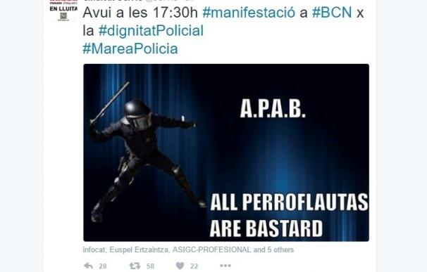 La CUP pide investigar el 'tuit' de un sindicato de Mossos: "All perroflautas are bastard"
