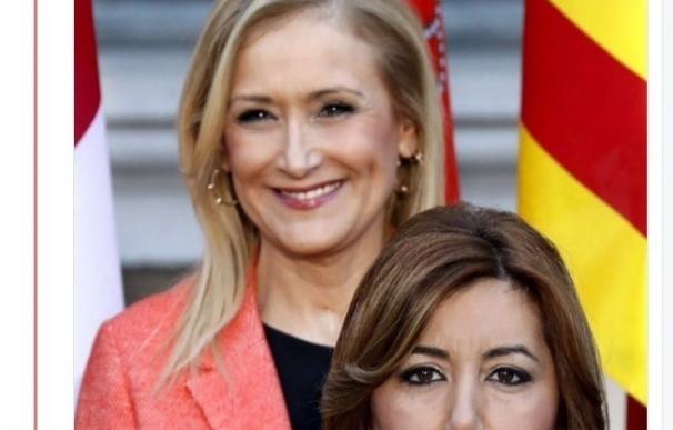 PP Madrid difunde foto de Cifuentes sonriente y Díaz seria: "Cuando disfrutas de tu trabajo y cuando no"
