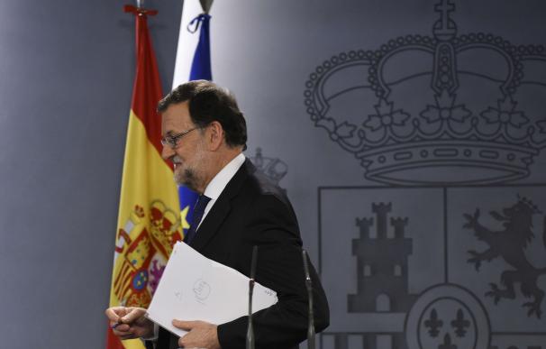 Rajoy en la rueda de prensa de este martes en Moncloa.