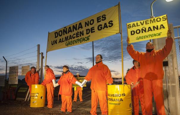 Activistas de Greenpeace comienzan a paralizar las obras de Gas Natural en Doñana