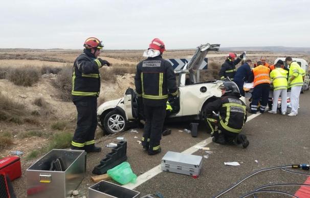 Herida una mujer en un accidente de tráfico en la N-232, en Azaila (Teruel)