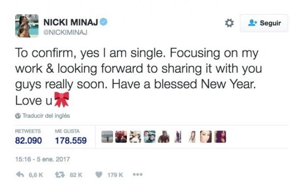 Nicki Minaj confirma su soltería