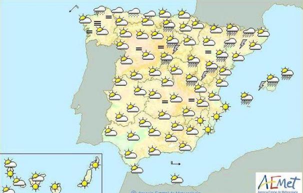 Mañana, chubascos débiles en Baleares y en el litoral cantábrico