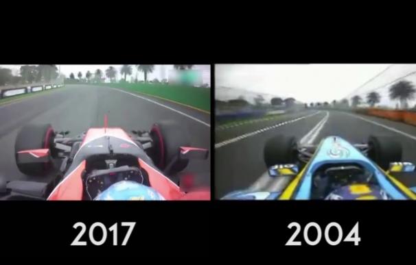 El vídeo viral que compara a Alonso en el Renault de 2004 y el McLaren de 2017