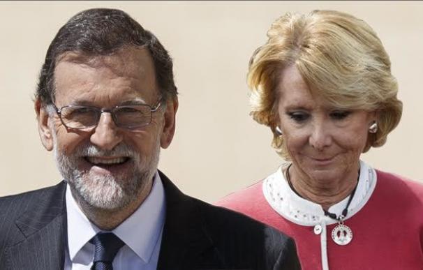 Los semblantes que mostraron ayer Mariano Rajoy y Esperanza Aguirre.