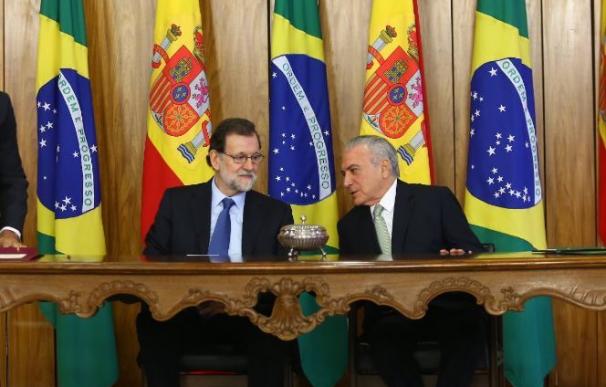Mariano Rajoy y el Presidente brasileño, Michel Temer