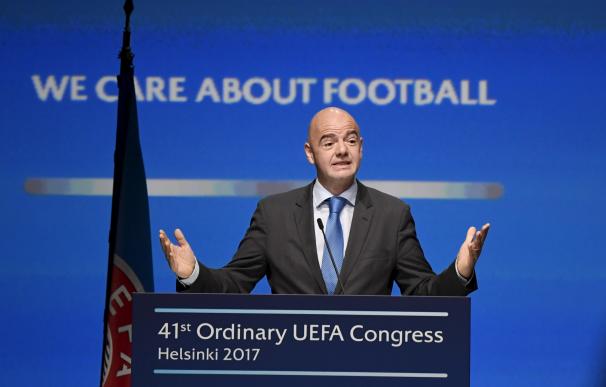Gianni Infantino, presidente de la FIFA, durante el último congreso de la UEFA.