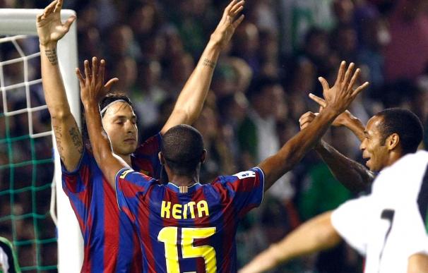 Ibrahimovic celebra el primer gol con Keita y Henry