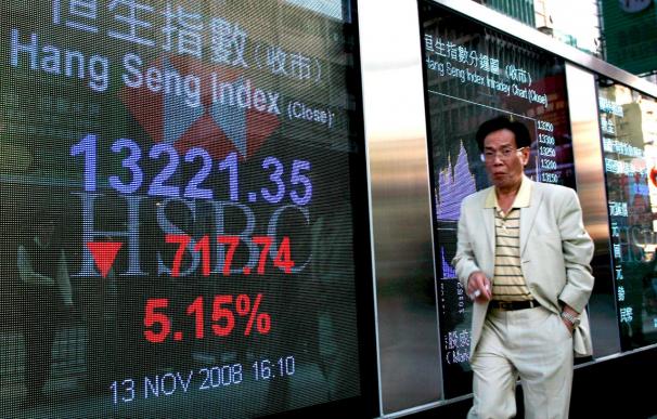 El índice Hang Seng baja 225,88 puntos,1,07 por ciento, hasta 20.798,52