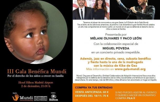 Hilton Madrid Airport acoge mañana la tercera Gala Mundi a favor de la infancia con la actuación de Miguel Poveda