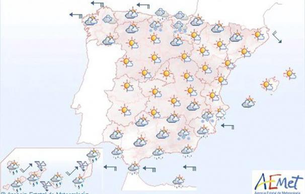 Viento fuerte litoral andaluz y gallego y heladas centro y norte peninsular