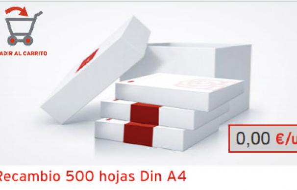 Recambio de papel a 0 euros en la tienda online del PSOE