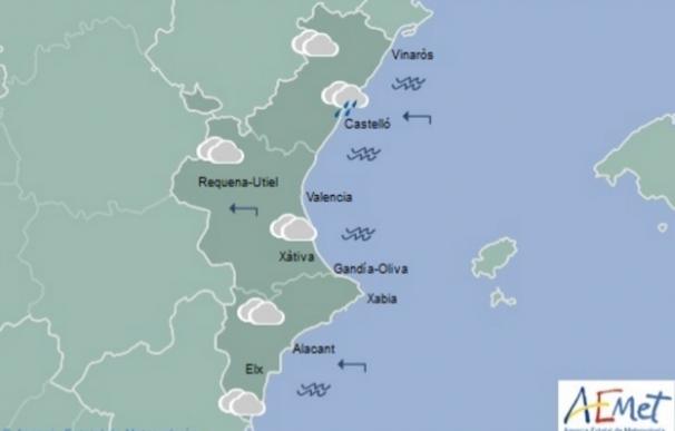 Cielo poco nuboso y precipitaciones débiles en el litoral de Castellón para este sábado