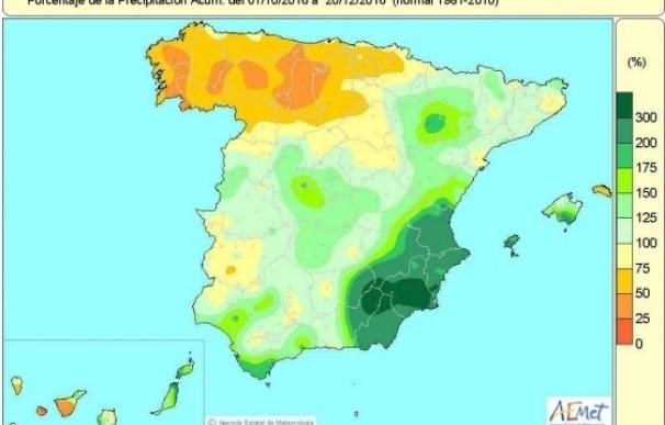 Las lluvias acumuladas en el norte de Extremadura en el año hidrológico, por encima de lo normal