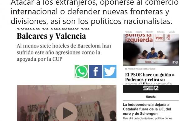 Rivera incluye al PSOE entre los "políticos nacionalistas" que atacan extranjeros y rechazan al comercio internacional