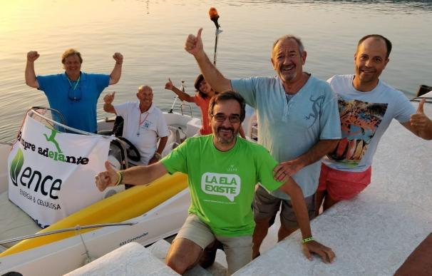 Carlos Arguiñano y Francisco Luzón apoyan al nadador Jaime Caballero en su reto a favor de los enfermos de ELA