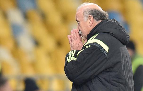 Spain's head coach Vicente del Bosque reacts durin