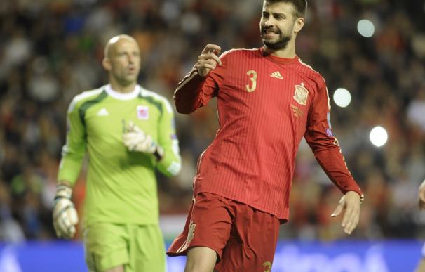 Gerard Piqué, durante el España - Luxemburgo disputado en Logroño / AFP