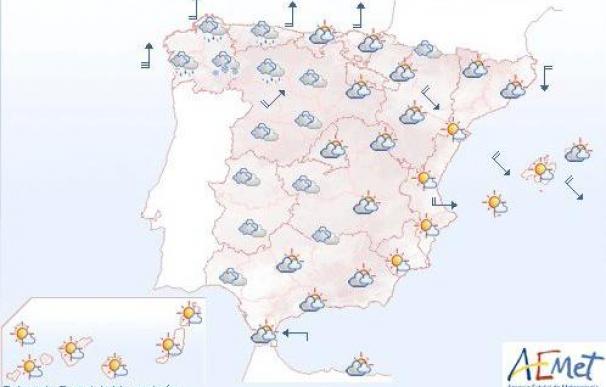 Lluvias débiles o moderadas en el norte y viento fuerte en el litoral gallego