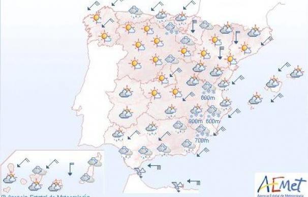 Mañana, precipitaciones y viento fuerte en Levante y el sureste peninsular