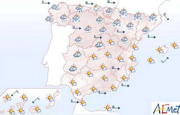 La lluvia seguirá presente hoy en el norte peninsular, Atlántico y Alto Ebro