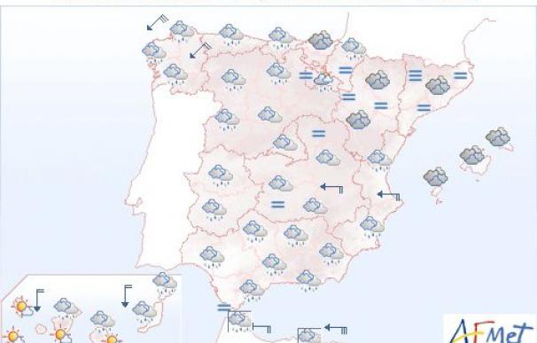 Predominio de cielo nuboso con lluvia en Galicia y otras zonas del noroeste