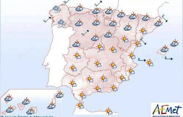 Fuerte viento en Galicia y ligero ascenso de temperaturas en la Península