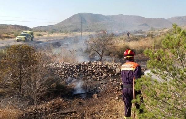 Bomberos extinguen el incendio de la pedanía lorquina de Almendricos