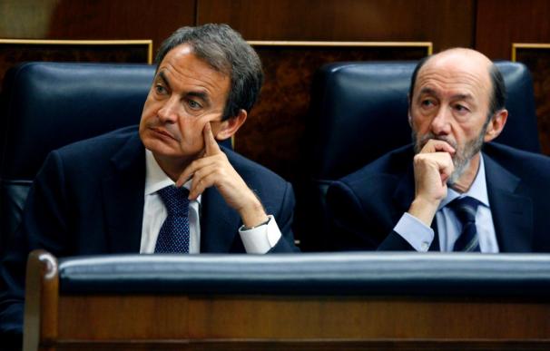 José Luis Rodríguez Zapatero y Alfredo Pérez Rubalcaba en el Cognreso