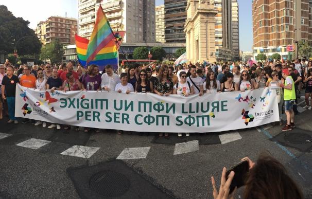 El Orgullo baja el arcoiris a València para "seguir luchando" por los derechos LGTBi en un mundo libre y "sin miedo"