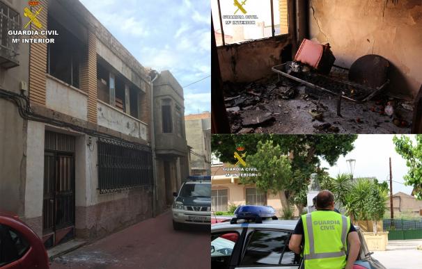 Guardia Civil detiene a un individuo por intentar quemar a un indigente en una vivienda de Murcia