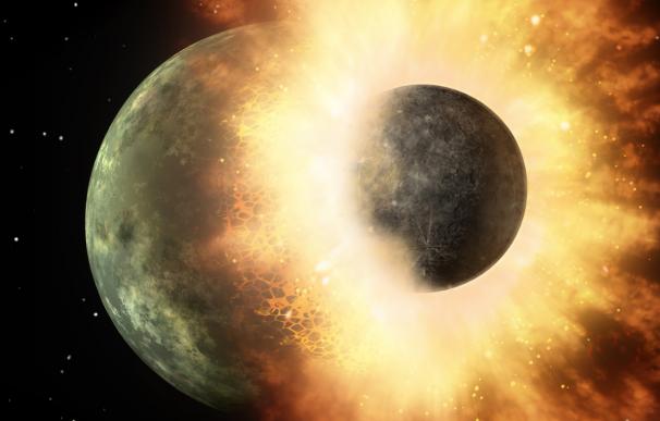 Recreación del impacto que originó la Luna. (NASA)