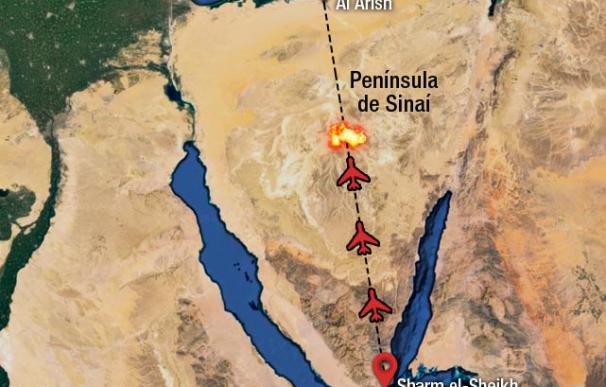 Localizador de la zona del accidente del avión siniestrado en Sinaí