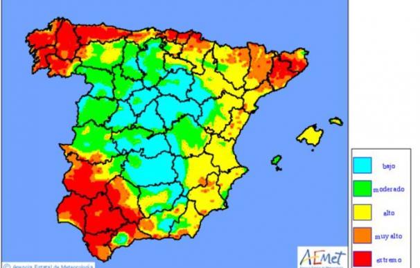 Andalucía, Asturias y Galicia en riesgo extremo de incendio forestal