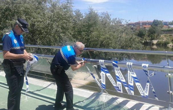 Denunciado en Valladolid un menor por romper el cristal de una pasarela desde la que se lanzaba al río